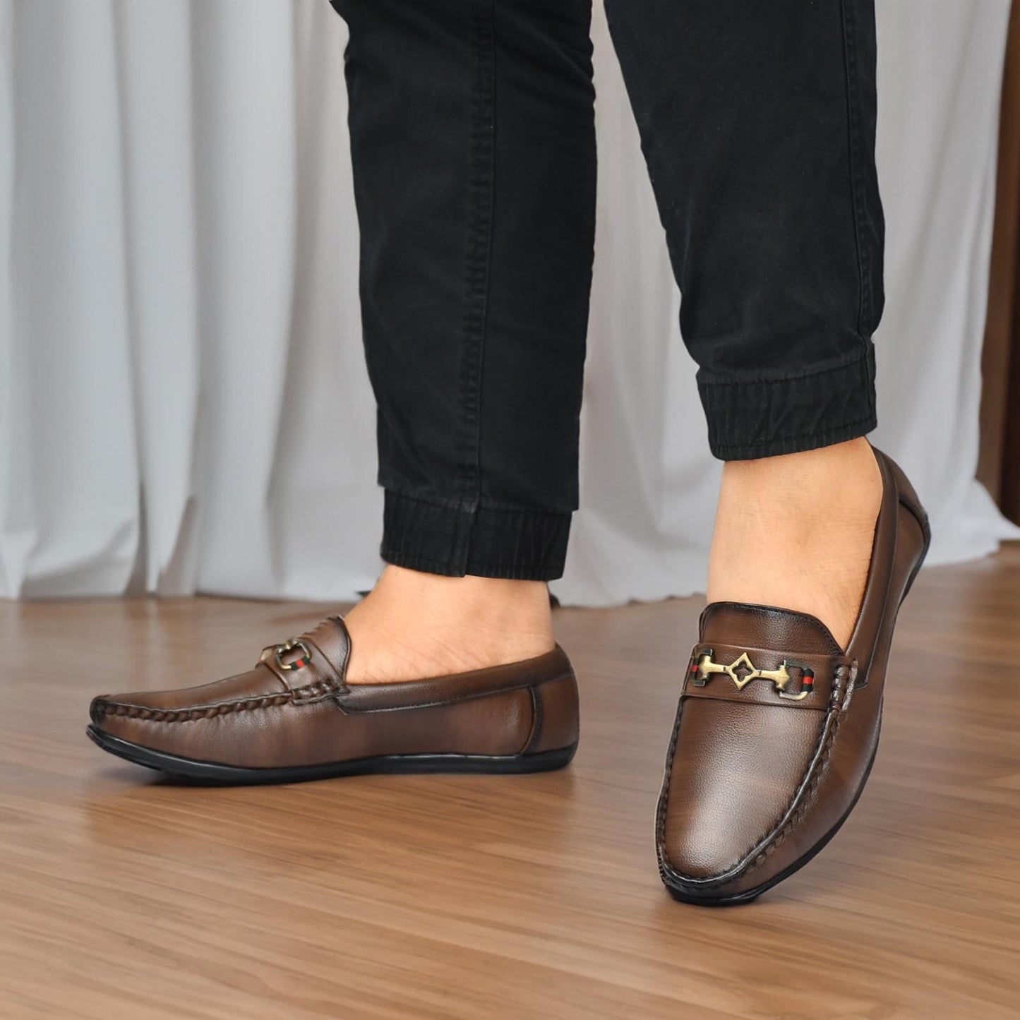 Brown Vegan Leather Loafers