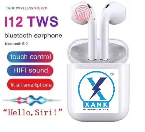 XANK TWS i12 Bluetooth Earphone with Portable Charging Case (White, True Wireless)