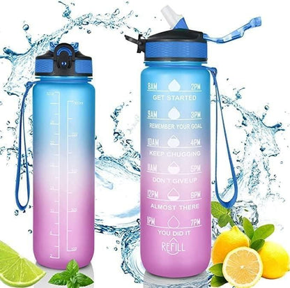 Unbreakable Water Bottle for Home with Motivational Time Marker